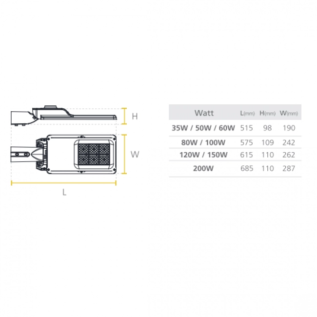 Lampara LED de Alumbrado Público 200W Street Light ZD229