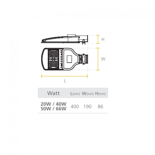 Lampara LED de Alumbrado Público 40W Street Light ZD216