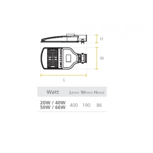 Lampara LED de Alumbrado Público 40W Street Light ZD216
