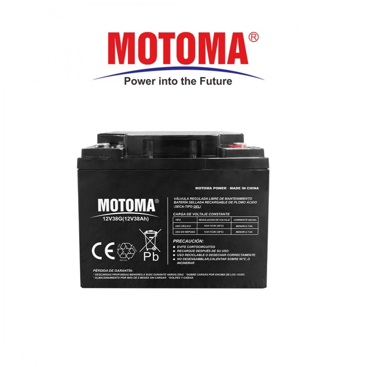 Batería de Gel Motoma 12V-38AH 1600 CICLOS-50% W: 12.5Kg