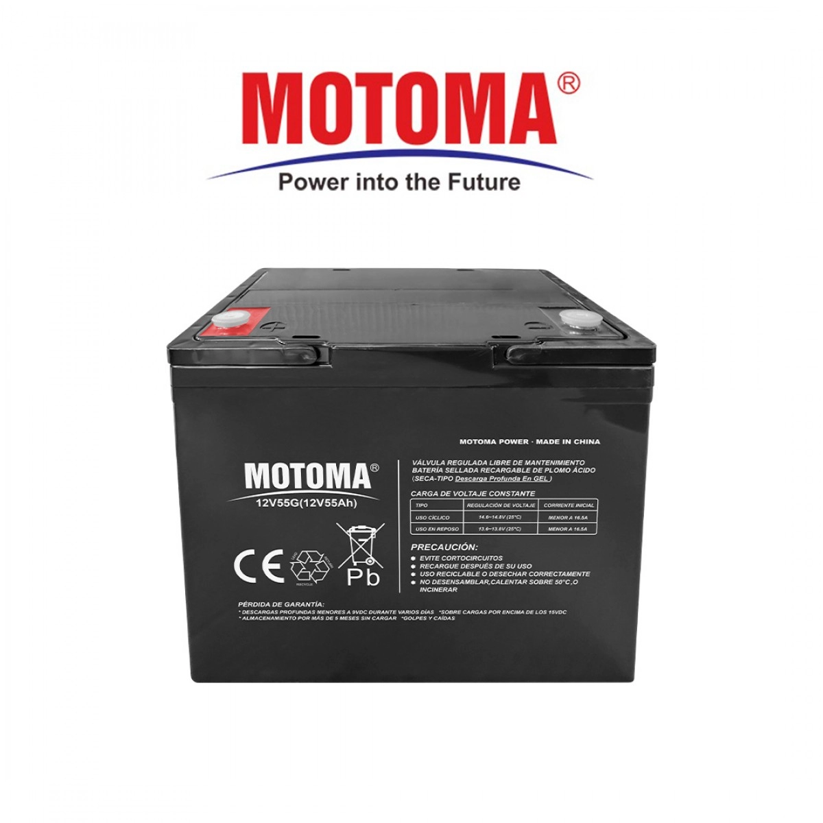 Batería de Gel Motoma 12V-55AH 1600 CICLOS-50% W: 17.5Kg