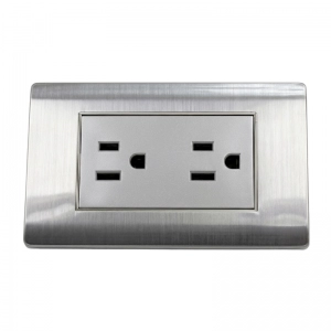 Tomacorriente Doble Con Polo A Tierra Acero Inoxidable