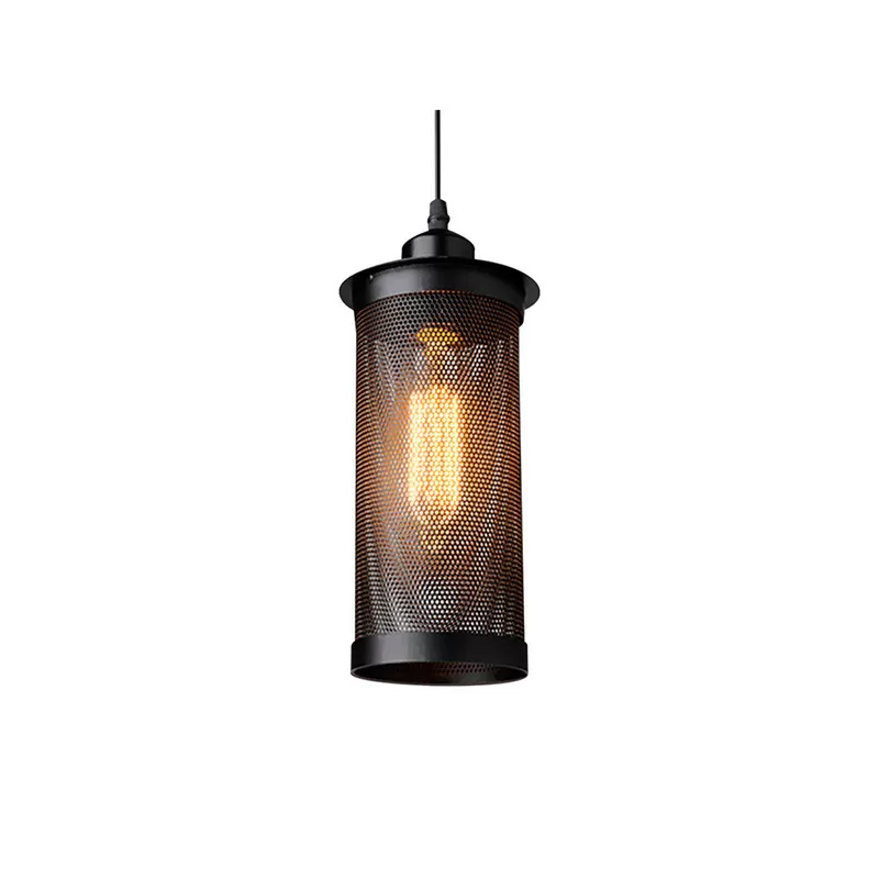 Lampara colgante Rejilla cilindrica LCE154 E27 Negro mate Incluye bombillo led