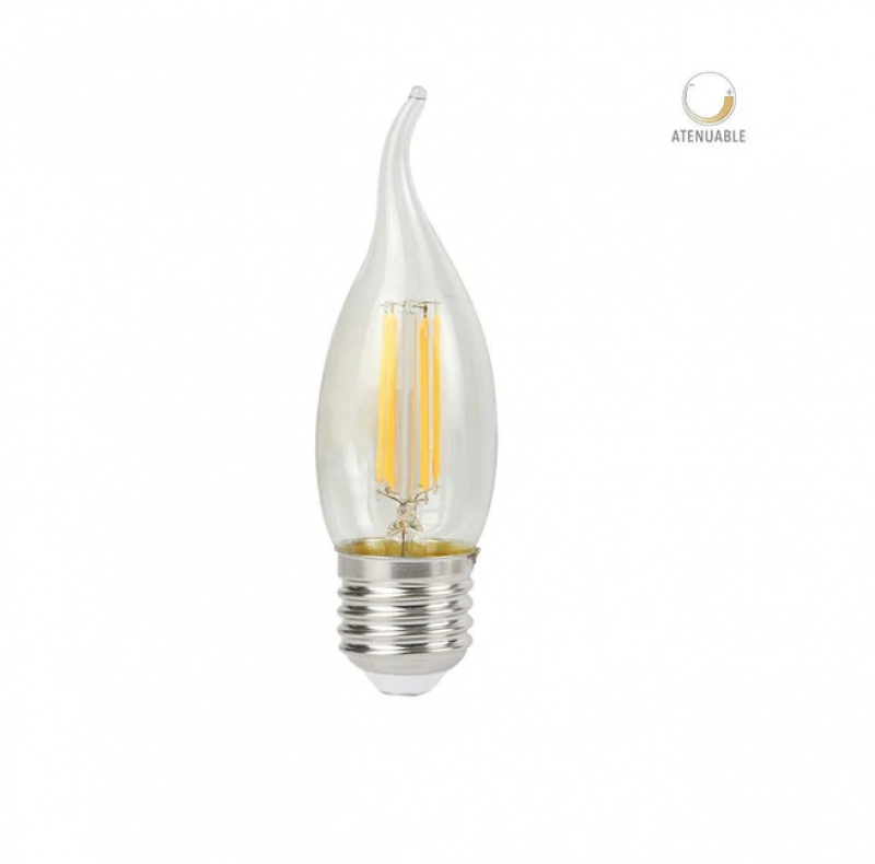 Foco led tipo vela atenuable 4.5W luz suave calida base E27