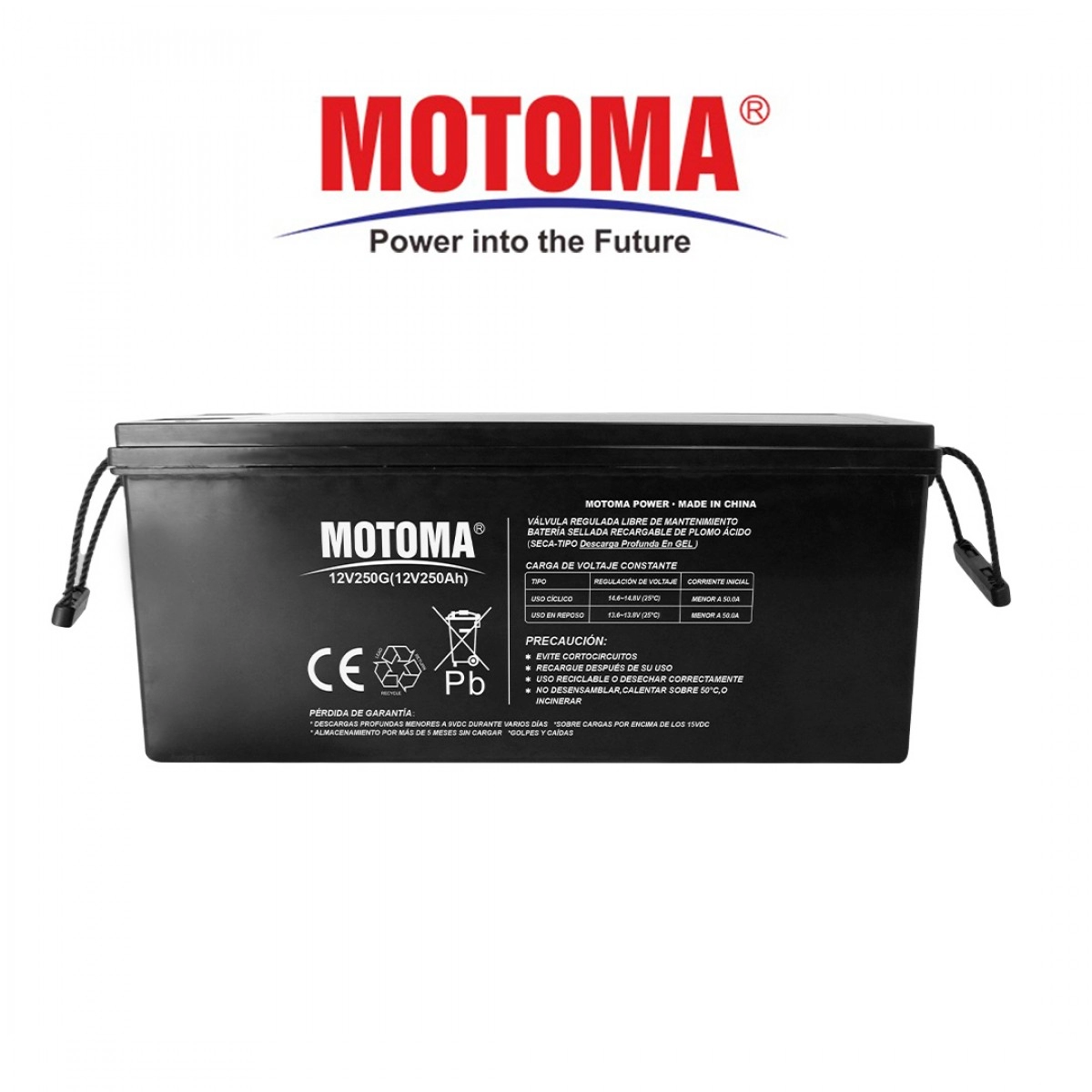 Batería de Gel Motoma 12V-250AH 1600 CICLOS-50% W: 74.5Kg