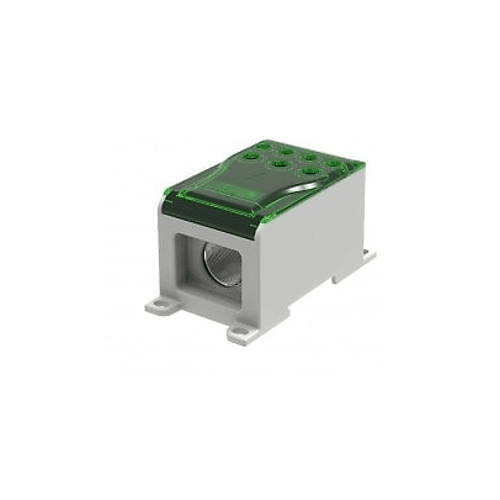 Bloque Ouneva De Distribucion Ojl, 1Xal/Cu 10-70Mm2, 6X Cu 2,5-16Mm2 Un 1000Vac/Dc In 160(Al)/200(Cu) Color Verde.