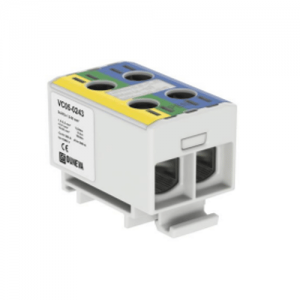 Conector Serie Otl Cobre / Aluminio, Aislado, 2 Conexiones Al/Cu 25 a 150 Mm2 Color Azul, Amarillo/Verde, un 1000Vac/Dc, In 320A(Cu)/2900A(Al) Aprobac