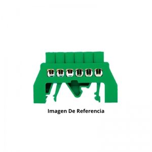 Barraje Distribución Montaje Riel 4P Verde