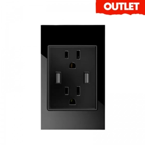 Toma Doble + USB Negro Selecta 15A