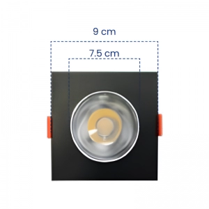 Bala LED 5W 6500K Negra Cuadrada