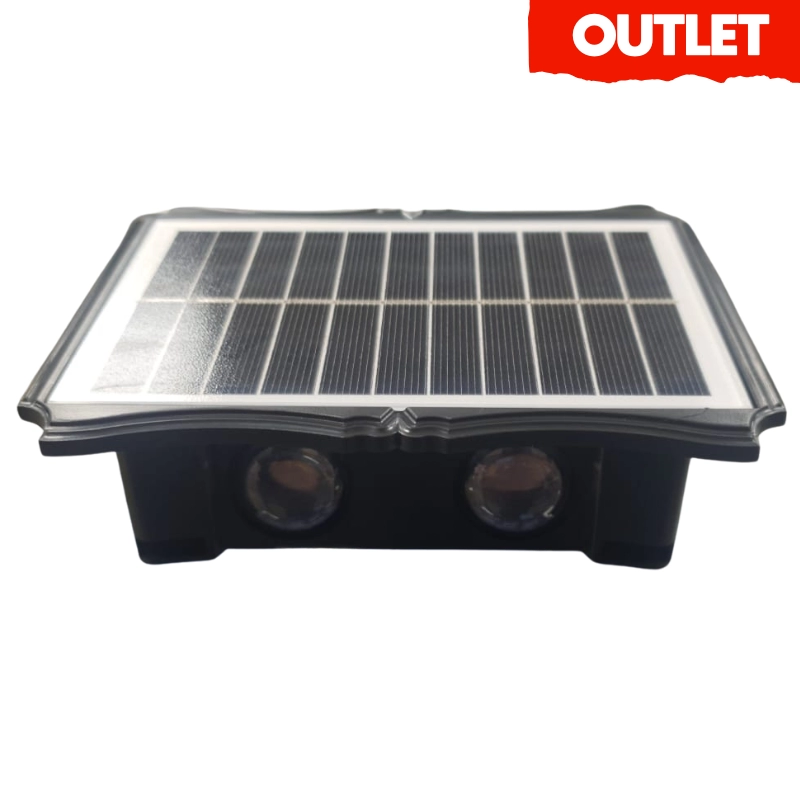Aplique Pared Solar 2X2 Negro 3 Tonos