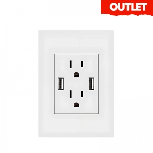 Toma Doble + USB Blanca Selecta 15A