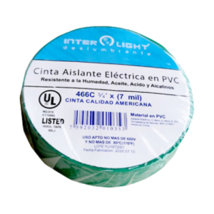 Cinta Aislante En PVC Verde 18 Metros