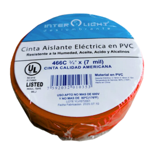 Cinta Aislante En PVC Naranja 18 Metros