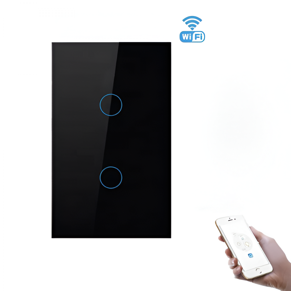 Interruptor Doble Wifi Negro