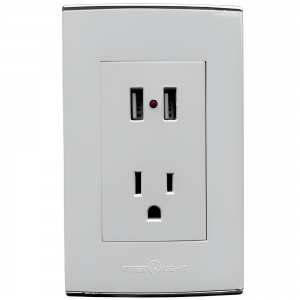 Toma Con Polo + USB Doble Michell Blanco BC1812